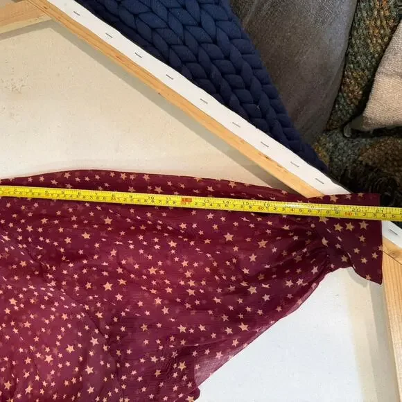 Free People Star Dazed Burgundy Gold Boho Kimono OS Festival Celestial Fairycore - Picture 8 of 8